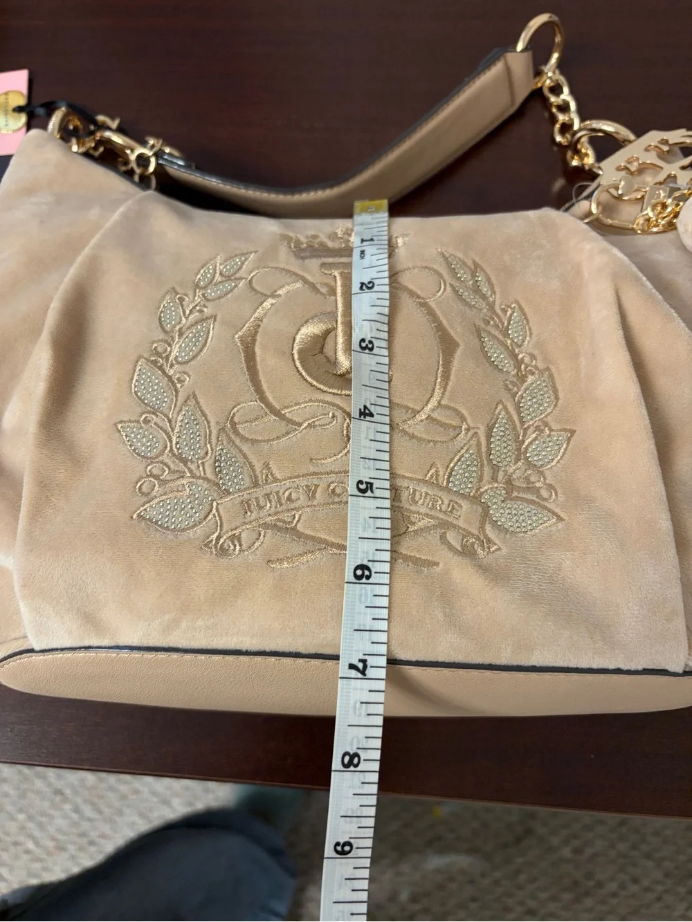 Juicy Couture Beige Embroidered Shoulder Bag‎